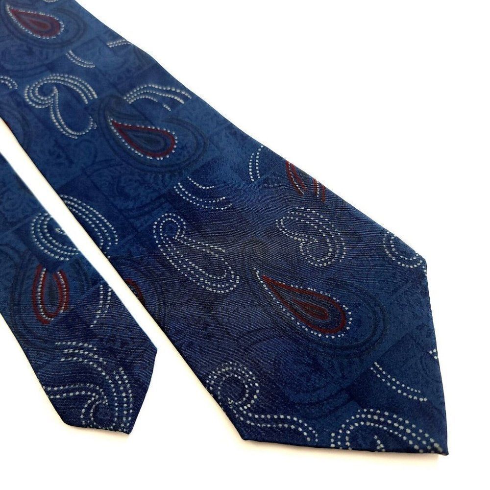 Lanvin Paisley‎ Print Blue Short Silk Tie